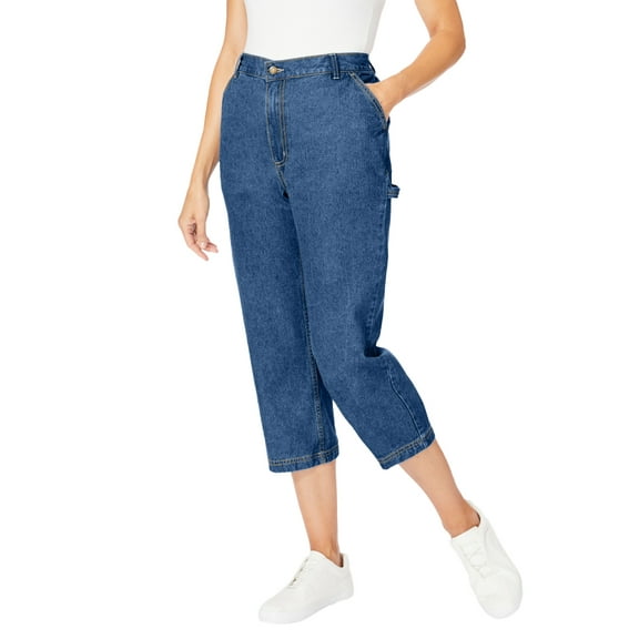 Woman Within Plus Size Carpenter Denim Capri