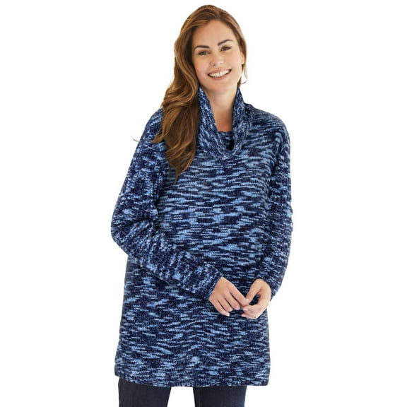 Woman Within Plus Size Chenille Cowlneck Sweater