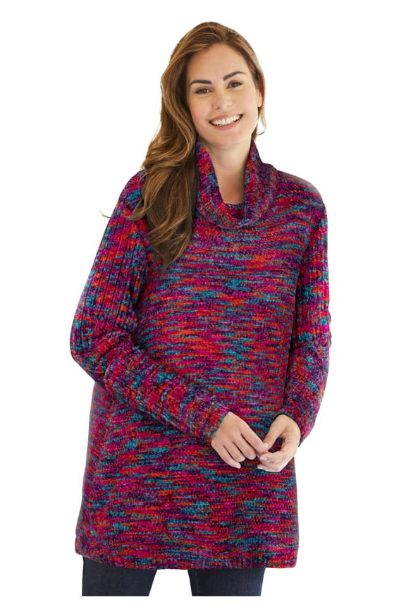 Plus Size Chenille Cowlneck Sweater