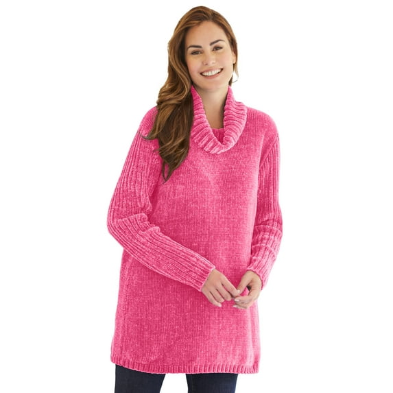 Woman Within Plus Size Chenille Cowlneck Sweater