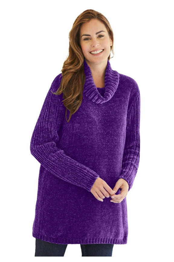 Plus Size Chenille Cowlneck Sweater