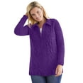 thumbnail image 1 of Woman Within Plus Size Chenille Zip Cable Cardigan Sweater, 1 of 4