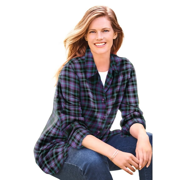 Woman Within Plus Size Classic Flannel Shirt