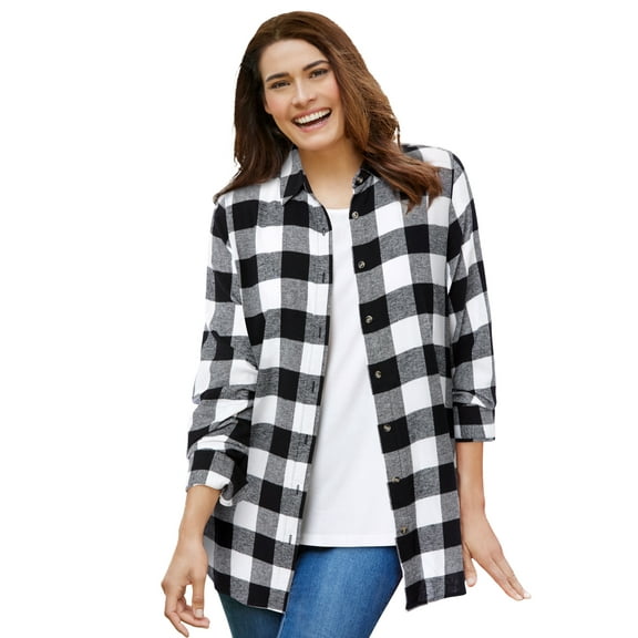 Woman Within Plus Size Classic Flannel Shirt