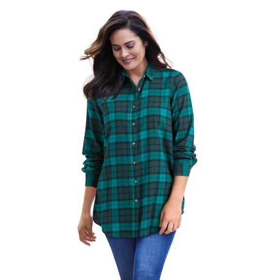 Woman Within Plus Size Classic Flannel Shirt