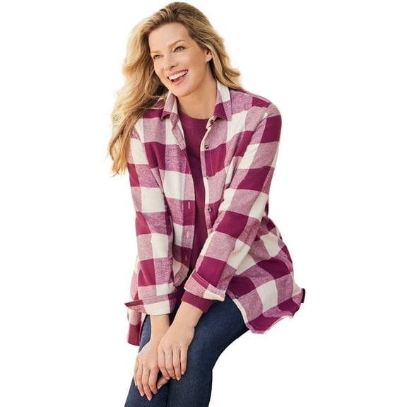 Woman Within Plus Size Classic Flannel Shirt