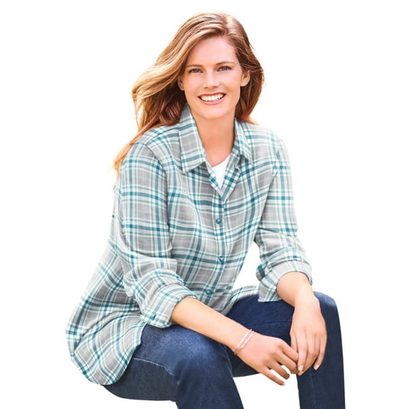 Woman Within Plus Size Classic Flannel Shirt