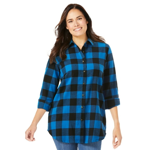 Woman Within Plus Size Classic Flannel Shirt