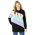 thumbnail image 1 of Woman Within Plus Size Color Block Hoodie Sweatshirt, 1 of 5