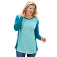 thumbnail image 1 of Woman Within Plus Size Colorblock Scoopneck Thermal Sweatshirt, 1 of 6