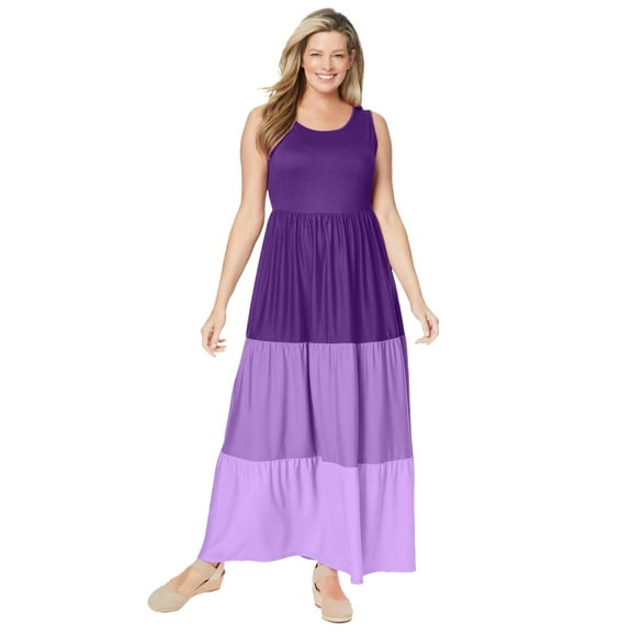 Woman Within Plus Size Colorblock Tiered Dress