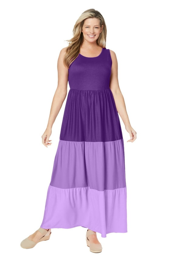 Plus Size Colorblock Tiered Dress