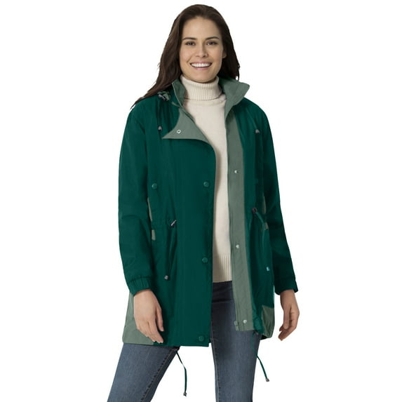 Woman Within Women's Plus Size Colorblocked Taslon Anorak