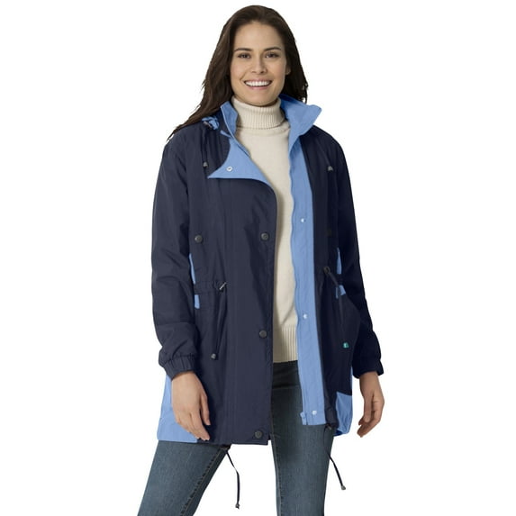Woman Within Plus Size Colorblocked Taslon Anorak
