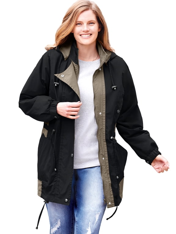 Plus Size Colorblocked Taslon Anorak