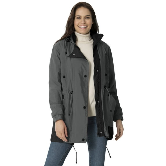 Woman Within Plus Size Colorblocked Taslon Anorak