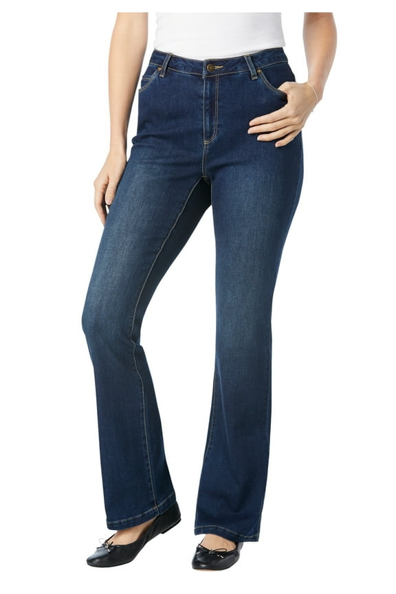 Plus Size Petite Bootcut Stretch Comfort Denim Five-Pocket Jeans
