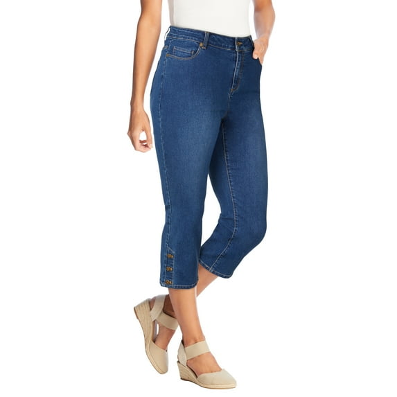 Woman Within Plus Size Comfort Curve Denim Capri