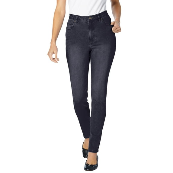 Woman Within Plus Size Slim-Leg Stretch Comfort Denim Five-Pocket Jeans