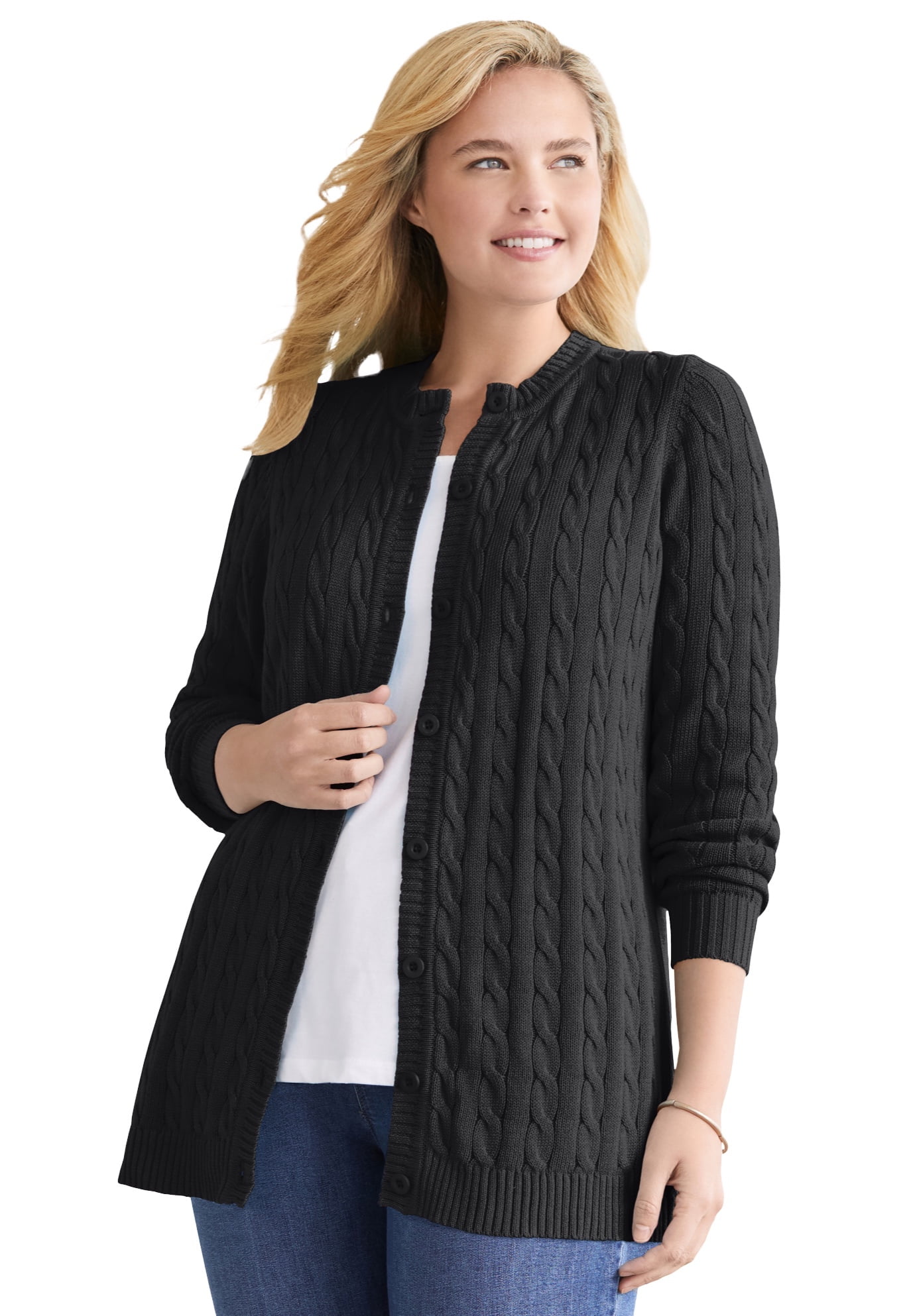 Plus size outlet cable knit cardigan