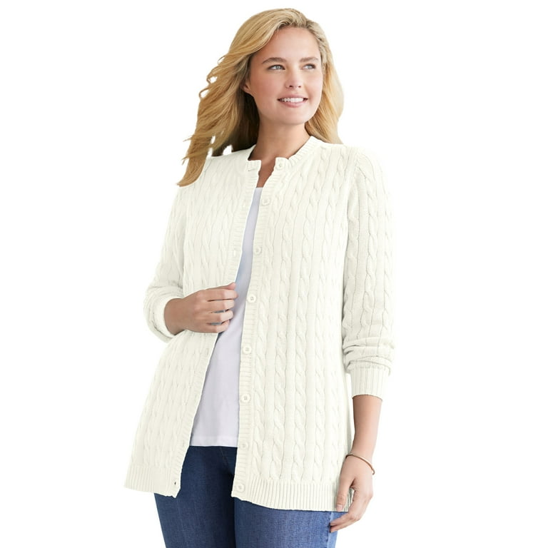 Women's plus size white cardigan sweater outlet