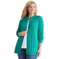 thumbnail image 1 of Woman Within Women's Plus Size Cotton Cable Knit Cardigan Sweater, 1 of 6