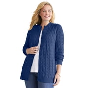Plus Size Cotton Cable Knit Cardigan Sweater