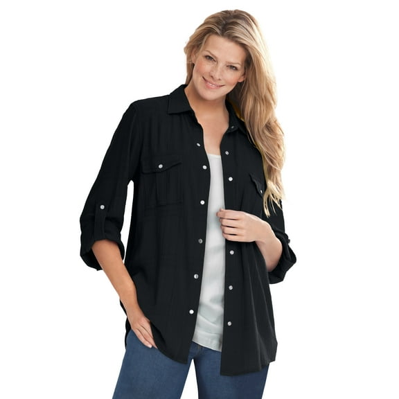 Woman Within Plus Size Cotton Gauze Bigshirt