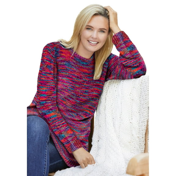 Woman Within Plus Size Crewneck Chenille Sweater