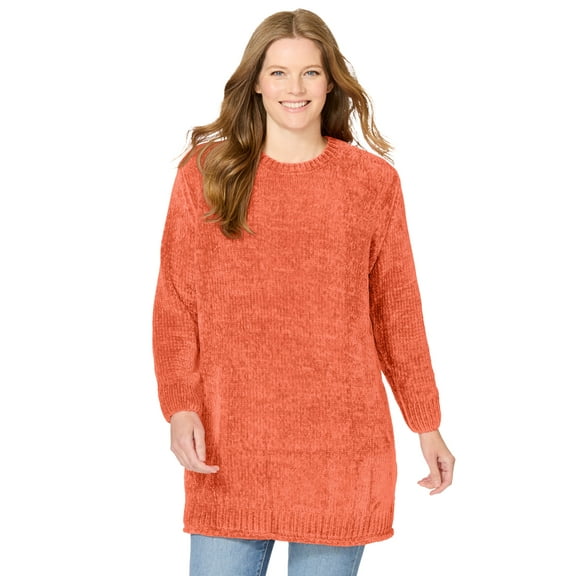 Woman Within Plus Size Crewneck Chenille Sweater