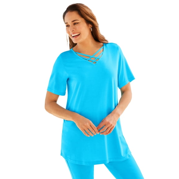 Woman Within Plus Size Criss Cross Tee