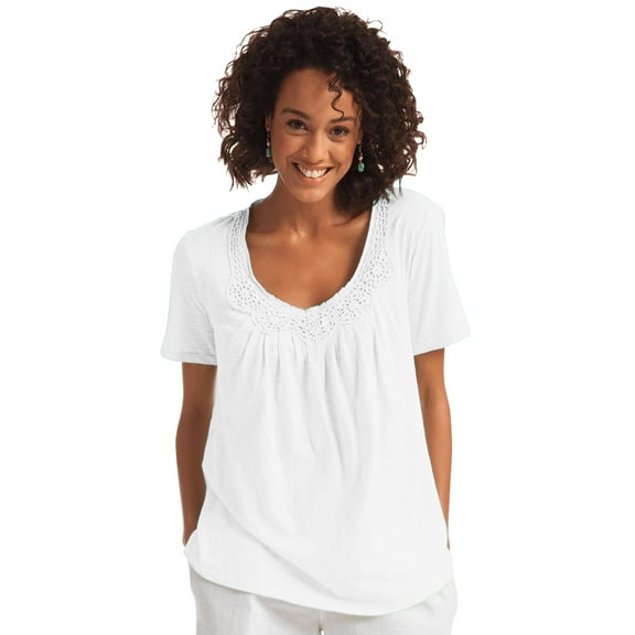 Woman Within Plus Size Crochet-Trim Knit Top