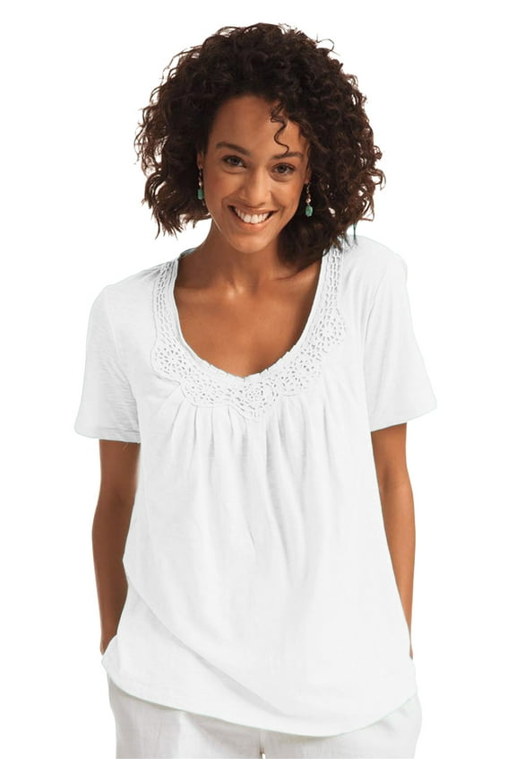 Plus Size Crochet-Trim Knit Top
