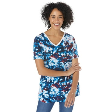Woman Within Plus Size Cuffed Americana Print Tee