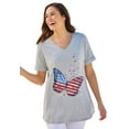 thumbnail image 1 of Woman Within Plus Size Cuffed Americana Print Tee, 1 of 5