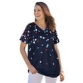 thumbnail image 1 of Woman Within Plus Size Cuffed Americana Print Tee, 1 of 5