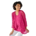 thumbnail image 1 of Woman Within Plus Size Curved Hem Pointelle Cardigan Sweater, 1 of 4