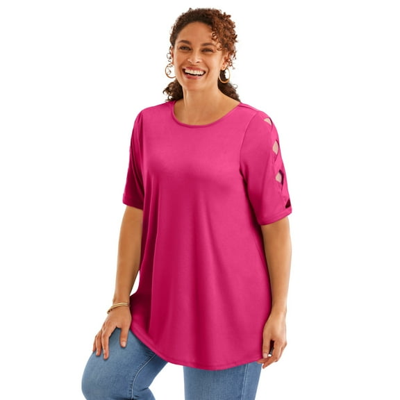 Woman Within Plus Size Cut-Out Sleeve Tunic