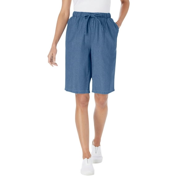 Woman Within Plus Size Drawstring Denim Short