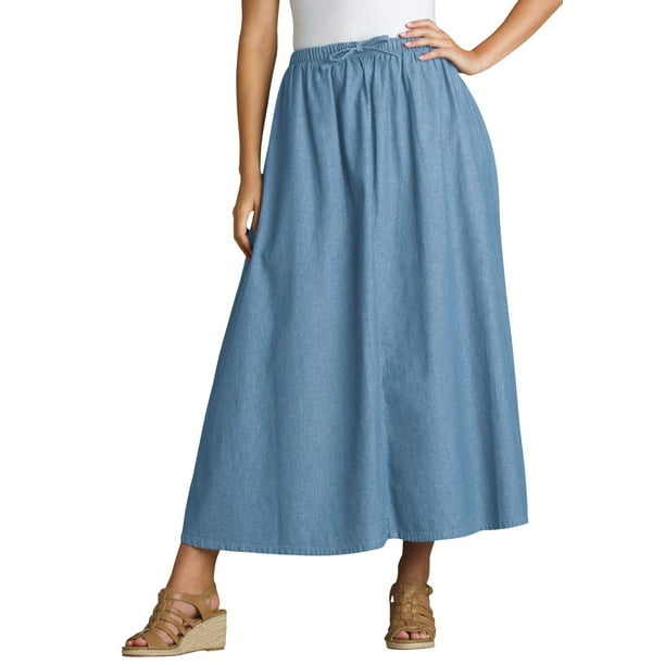 Woman Within Women's Plus Size Drawstring Denim Skirt Skirt - Walmart.com