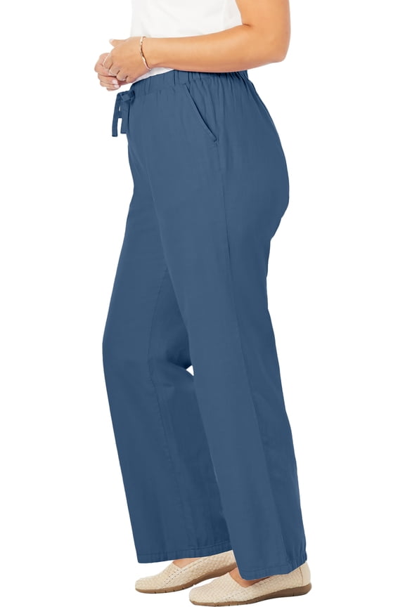 Plus Size Wide-Leg Drawstring Denim Pants