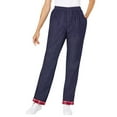 thumbnail image 1 of Woman Within Plus Size Elastic-Waist Cotton Straight Leg Denim Pant With Flannel Lining, 1 of 3