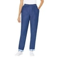 thumbnail image 1 of Woman Within Plus Size Elastic-Waist Cotton Straight Leg Denim Pant With Flannel Lining, 1 of 3