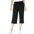 thumbnail image 1 of Woman Within Plus Size Elastic-Waist Pull-On Knit Pocket Capri Pants, 1 of 6
