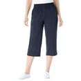 thumbnail image 1 of Woman Within Plus Size Elastic-Waist Pull-On Knit Pocket Capri Pants, 1 of 6