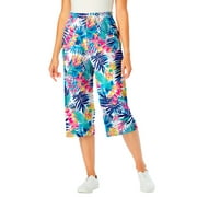 Woman Within Plus Size Petite Elastic-Waist Pull-On Knit Pocket Capri Pants