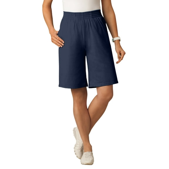 Woman Within Plus Size Elastic-Waist Knit Short