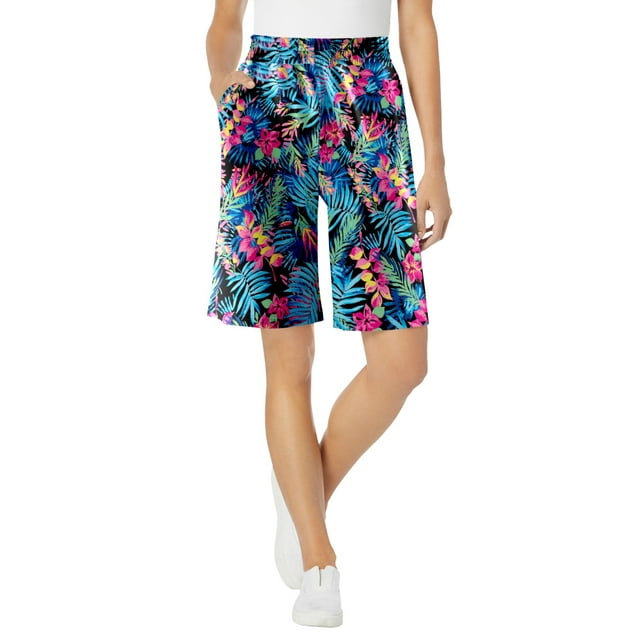 Woman Within Plus Size Elastic-Waist Knit Short