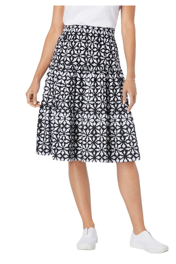 Plus Size Elastic-Waist Knit Tiered Skirt