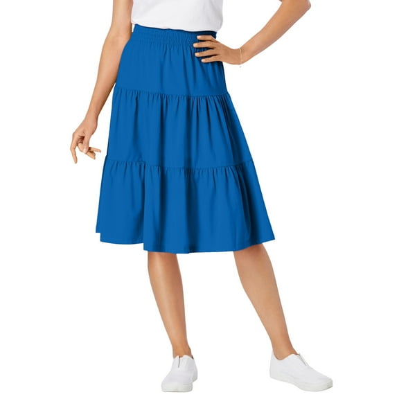 Woman Within Plus Size Elastic-Waist Knit Tiered Skirt